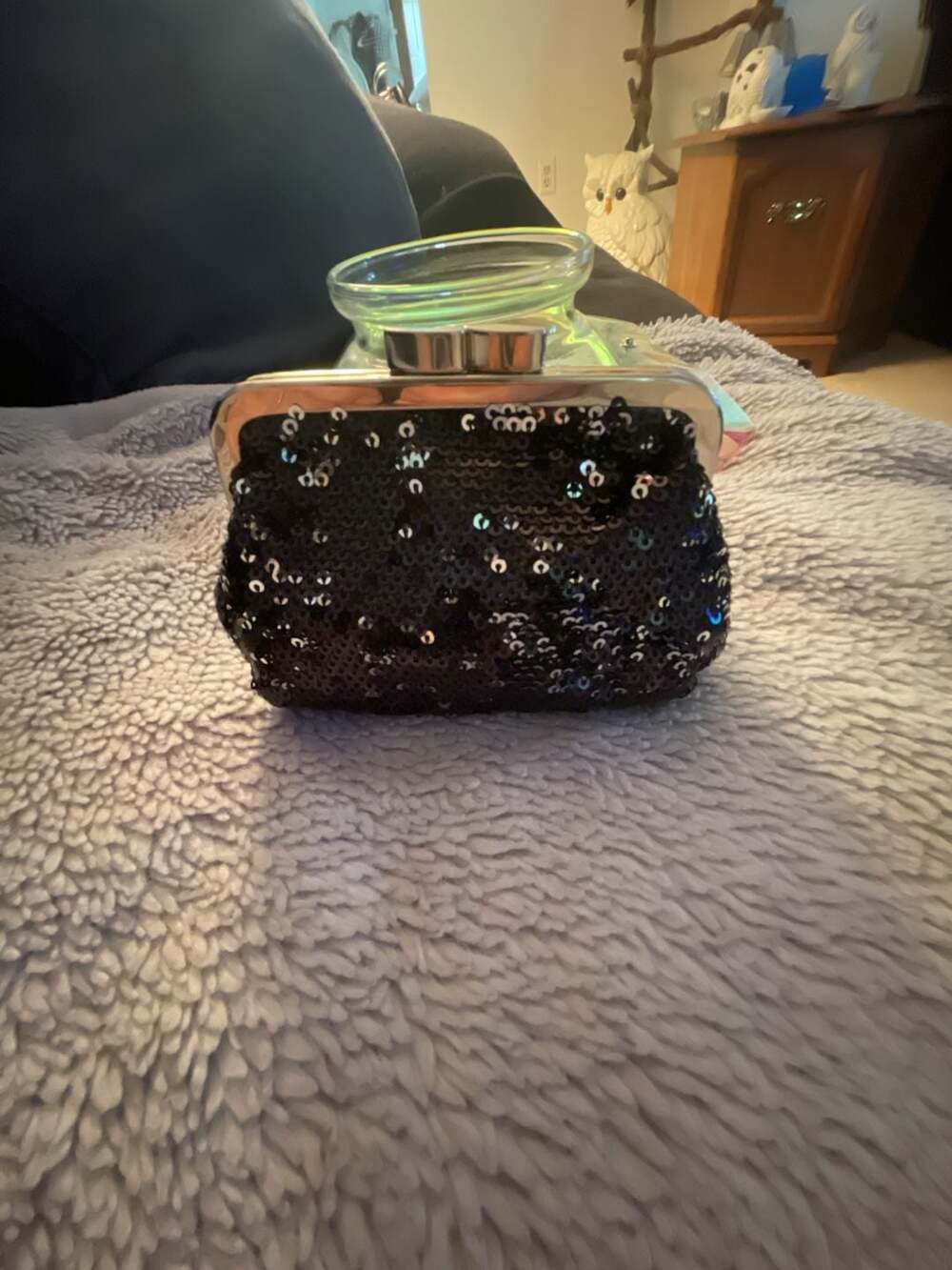 NWOT-Victoria's Secret Angel Forever Black Sequin Coin Purse Mini Clutch